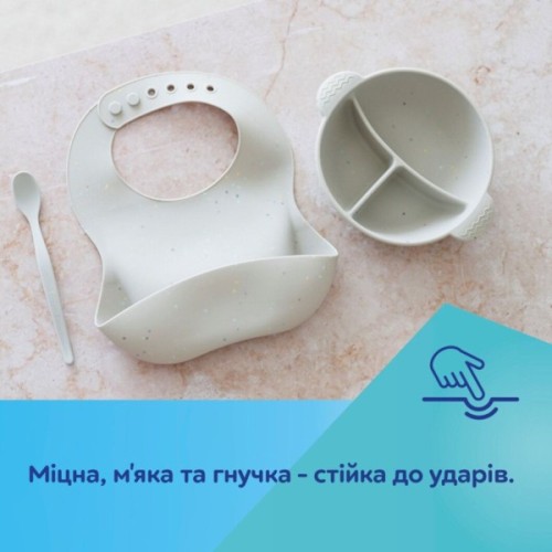 Тарілка дитяча Canpol babies DOTS силіконова на присосці з секціями, сіра (51/403_grey)