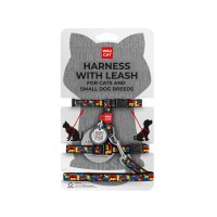 Шлея для котів Waucat Nylon з QR паспортом "Блоки" пластиковий фастекс (329-4056)