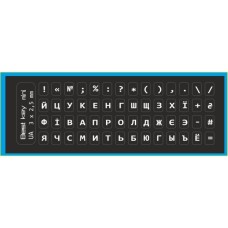 Наклейка на клавіатуру BestKey мініатюрна непрозора чорна, 56, білий (BKm4WHI/045)