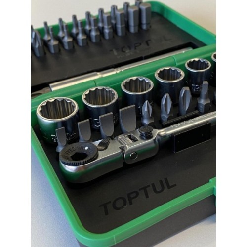 Набір інструментів Toptul і головок із тріскачкою 1/4" 41шт. (12-гр.) (GADW4502)