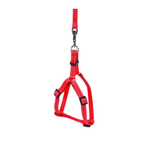 Шлея для собак Dog Extreme з нейлону регульована з повідцем Ш 15 мм В:40-55 см червона (07033)