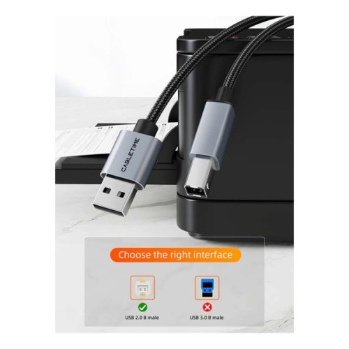 Кабель для принтера USB 2.0 AM/BM 2.0m Cabletime (CA915217)