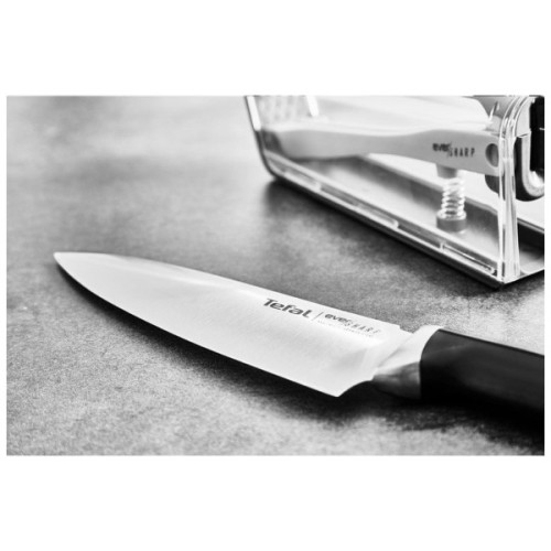 Кухонний ніж Tefal Eversharp, 16.5см, з чохол-точило нержавіюча сталь, чорний (K2569004)