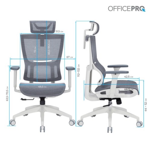 Офісне крісло OfficePro Elegant OC660-W-LG-LG (OC660-W-LG-LG)