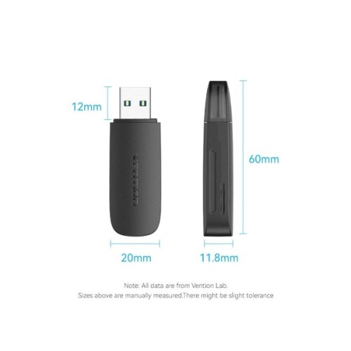 Зчитувач флеш-карт Vention USB 3.0 to SD+TF Black Dual Drive Letter (CLGB0)