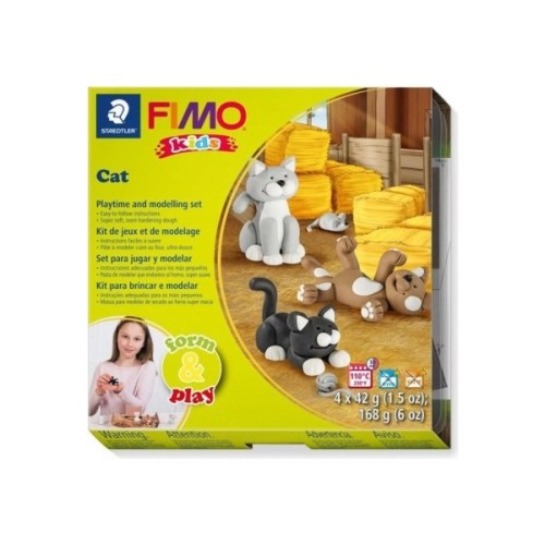 Набір для творчості Fimo Kids Котики 4 кольорих 42 г (4007817032596)