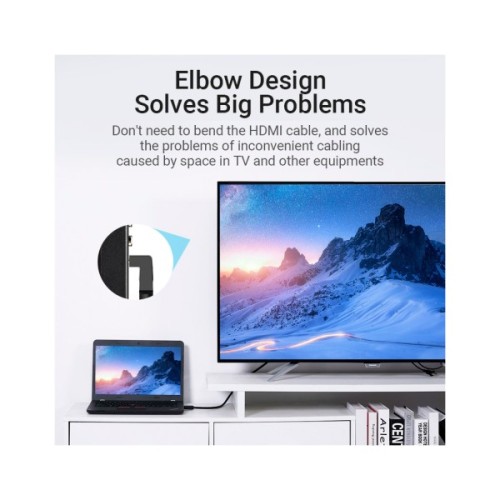 Кабель мультимедійний HDMI M to HDMI M 3.0m V2.0 4K60Hz 90° corner black Vention (AARBI)