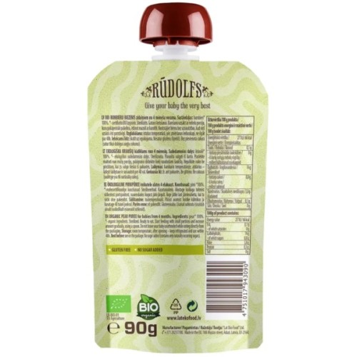 Дитяче пюре Rudolfs органічне груша 4+, 90 г (4751017943090)
