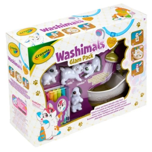 Набір для творчості Crayola Washimals Гламурні улюбленці з ванною 4 тваринки та 6 фломастерів (74-7453)