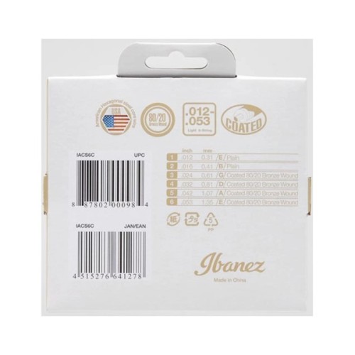 Струни для гітари Ibanez IACS6C Acoustic Guitar Strings 12-53 (301879)