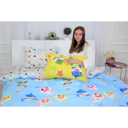 Постільна білизна MirSon Бязь 17-0522 Sharks are fun Євро (2200003658064)