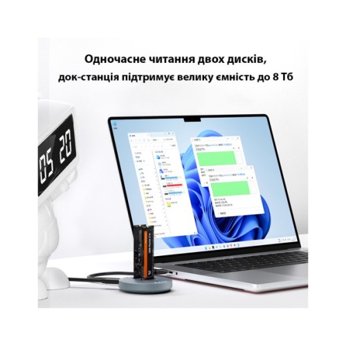 Док-станція для накопичувачів Maiwo 2*NVMe M.2 SSD to USB3.2 Gen2 USB-C 10Gbps (K3026P2 grey)
