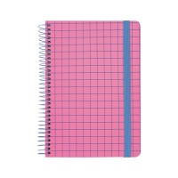 Блокнот Axent на спіралі А5 120 аркушів, клітинка, тверда обкладинка, рожевий (8460-2-A)
