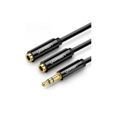 Кабель мультимедійний 3.5mm M to 2x3.5mm F 0.2m AV134 black Ugreen (20816)