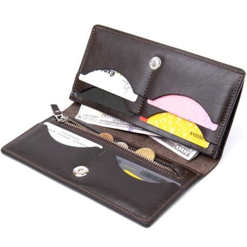 Портмоне Grande Pelle Шкіряне Темно-коричневе (11469)