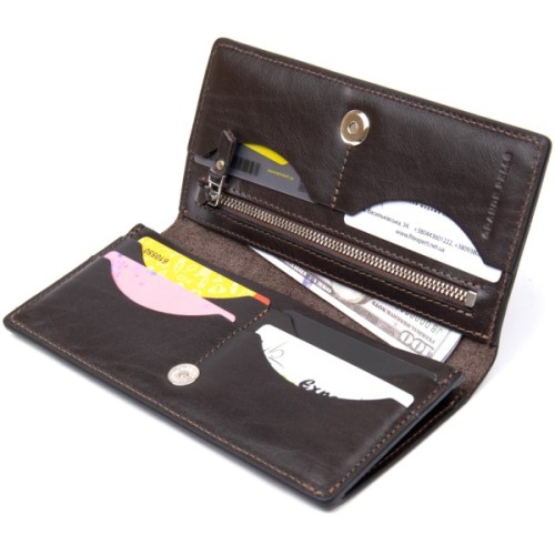 Портмоне Grande Pelle Шкіряне Темно-коричневе (11469)