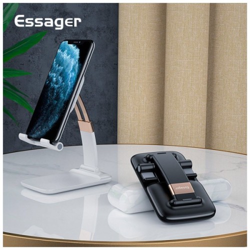Підставка до планшета та телефона Knight Foldable Desk Mobile Phone Holder Stand (Plastic) White Essager (EZJZM-QSSJ02)