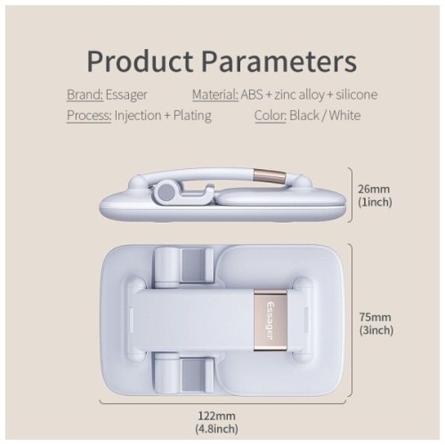 Підставка до планшета та телефона Knight Foldable Desk Mobile Phone Holder Stand (Plastic) White Essager (EZJZM-QSSJ02)