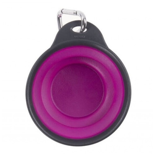 Посуд для собак Dexas Дорожня складна миска Тревел Кап з карабіном мала 240 мл (пурпурна) (0084297309138)