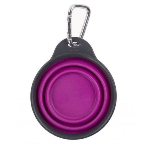 Посуд для собак Dexas Дорожня складна миска Тревел Кап з карабіном мала 240 мл (пурпурна) (0084297309138)