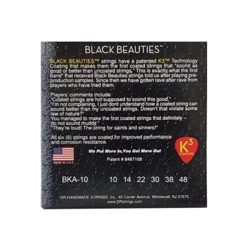 Струни для гітари DR Strings Black Beauties Acoustic - Extra Light (10-48) (BKA-10)