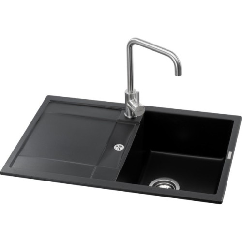 Мийка кухонна GRANADO комплект VALENCIA black shine_чаша праворуч (ksg0701R)