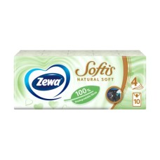 Серветки косметичні Zewa Softis Natural Soft 10 x 9 шт. (7322541351872)
