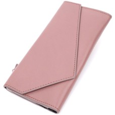 Гаманець Grande Pelle З монетницею зовні з натуральної шкіри Пудровий (11648)