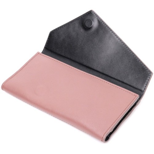 Гаманець Grande Pelle З монетницею зовні з натуральної шкіри Пудровий (11648)