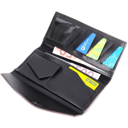 Гаманець Grande Pelle З монетницею зовні з натуральної шкіри Пудровий (11648)