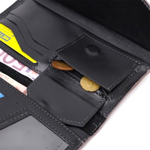 Гаманець Grande Pelle З монетницею зовні з натуральної шкіри Пудровий (11648)