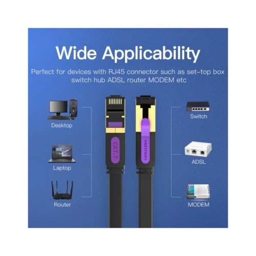 Патч-корд 5м, FTP cat 7 RJ-45 black Vention (ICABJ)