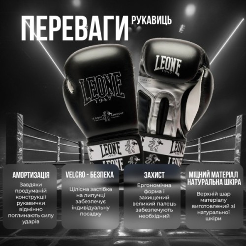 Боксерські рукавички Leone GN208 Iconic Blue 12 унцій (GN208_Blue_12oz)