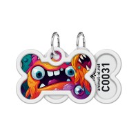 Адресник для тварин WAUDOG Smart ID з QR паспортом "Зубасті монстри", кістка 40х28 мм (231-4048)