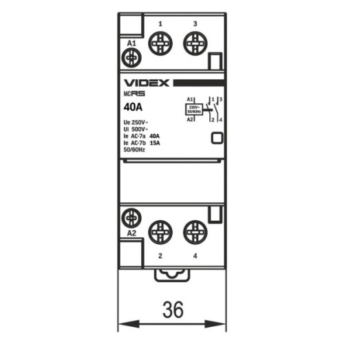 Контактор Videx 2п 40А 2НВ VF-RS-MC2O-40 RESIST