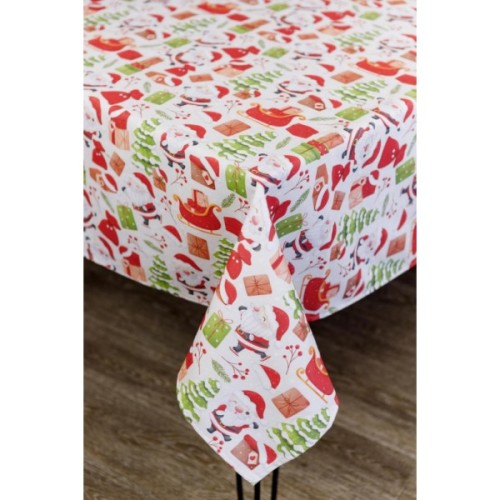 Скатертина Прованс святкова Санта на білому 180х140 см (035785)