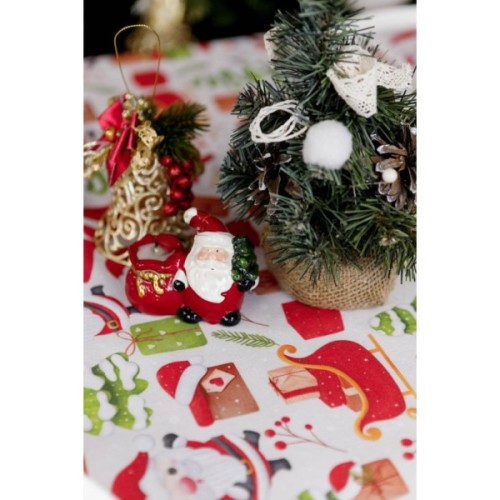 Скатертина Прованс святкова Санта на білому 180х140 см (035785)