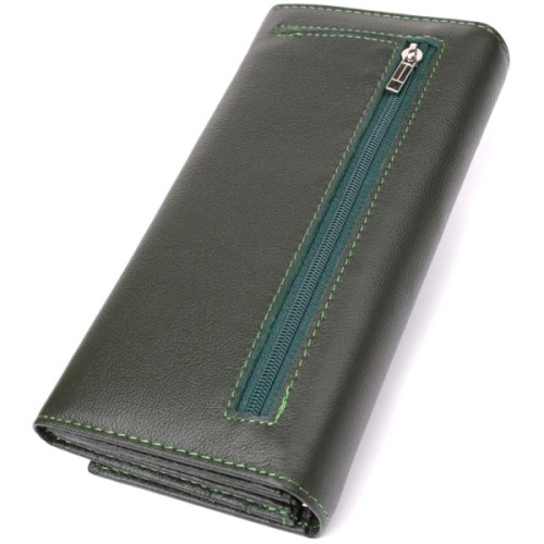 Гаманець ST Leather З натуральної шкіри Зелений (23067)