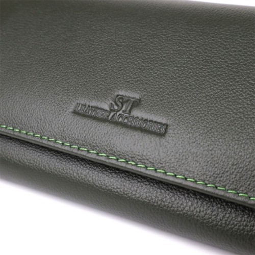 Гаманець ST Leather З натуральної шкіри Зелений (23067)