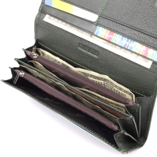 Гаманець ST Leather З натуральної шкіри Зелений (23067)