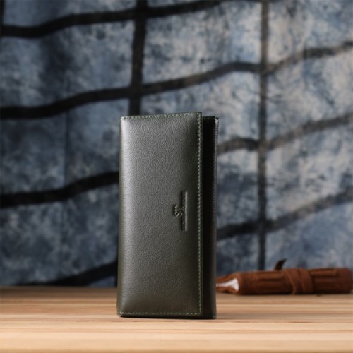 Гаманець ST Leather З натуральної шкіри Зелений (23067)