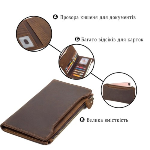 Гаманець Vintage Шкіряний Коричневий (14596)