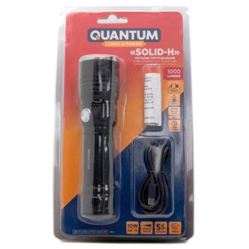 Ліхтар Quantum Solid-H 10W LED з USB-C + Li-ion21700/4000mAh (QM-FL1020-21700/4000-PB)