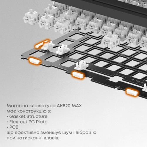 Клавіатура Ajazz AK820 Max Magnetic Switch RGB USB UA Gradient Black (AK820MAX-M-S-GG)