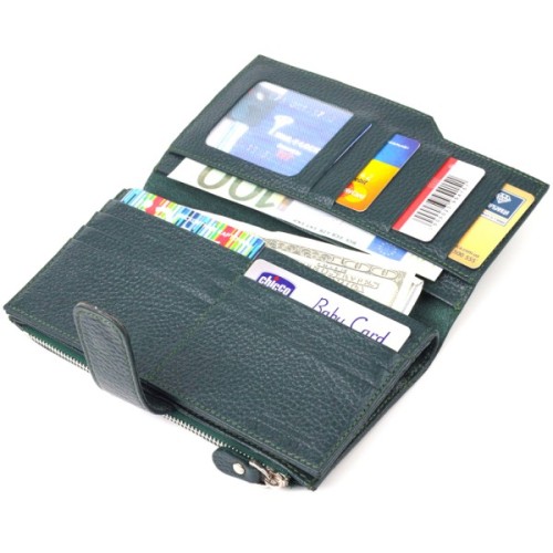 Гаманець Canpellini З натуральної шкіри Зелений (21643)