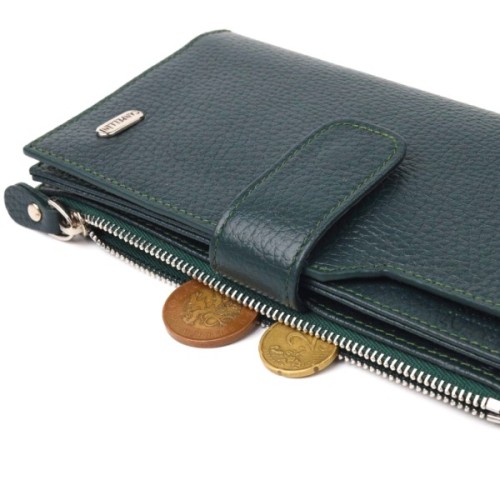 Гаманець Canpellini З натуральної шкіри Зелений (21643)