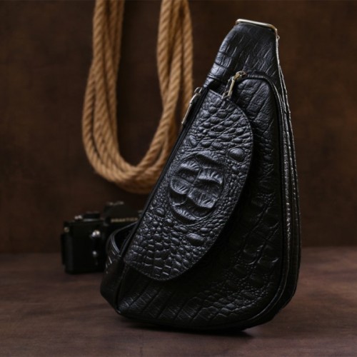 Сумка Vintage З натуральної шкіри через плече Чорна (20489)