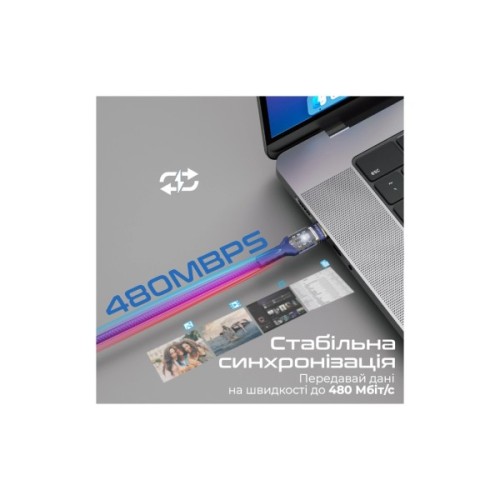 Дата кабель USB-C to USB-C 2.0m Promate (lucidline-cc200.navy)