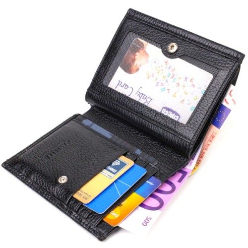 Гаманець Canpellini З натуральної шкіри флотар Чорний (21817)