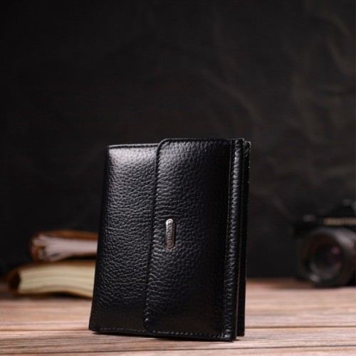 Гаманець Canpellini З натуральної шкіри флотар Чорний (21817)